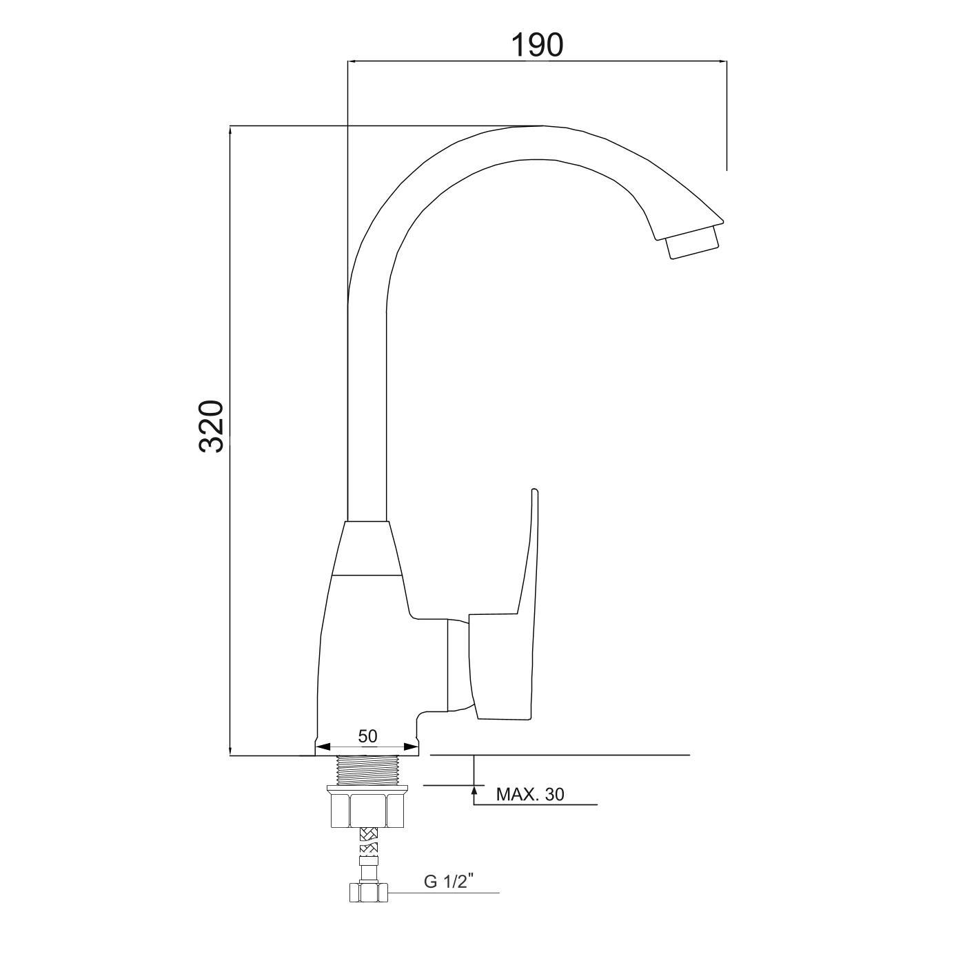 PL5-017F Смеситель для кухни с высоким изливом из высокопрочного пластика- БЕЛЫЙ