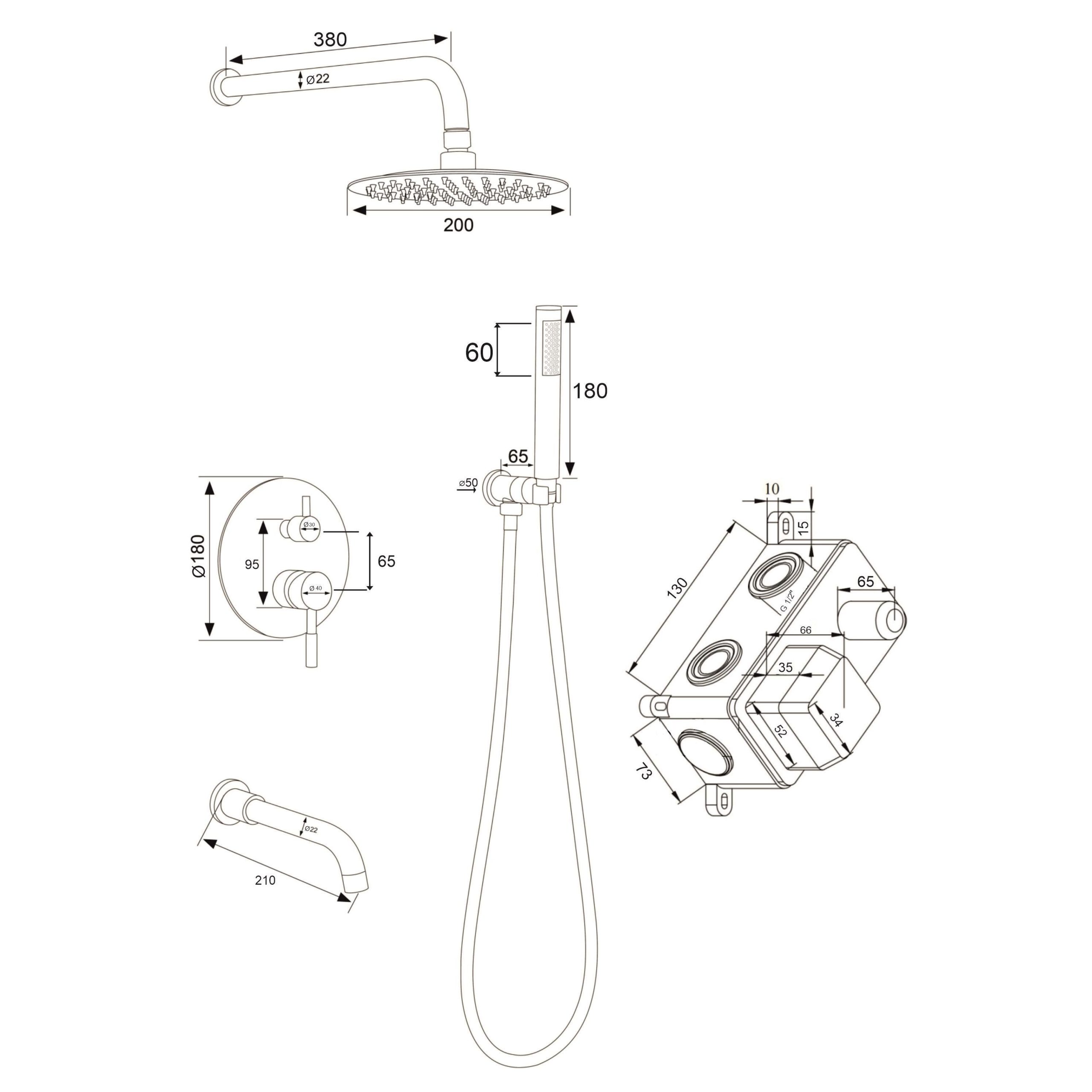 SUS129-1S Смеситель для ванны скрытого монтажа, ø35
