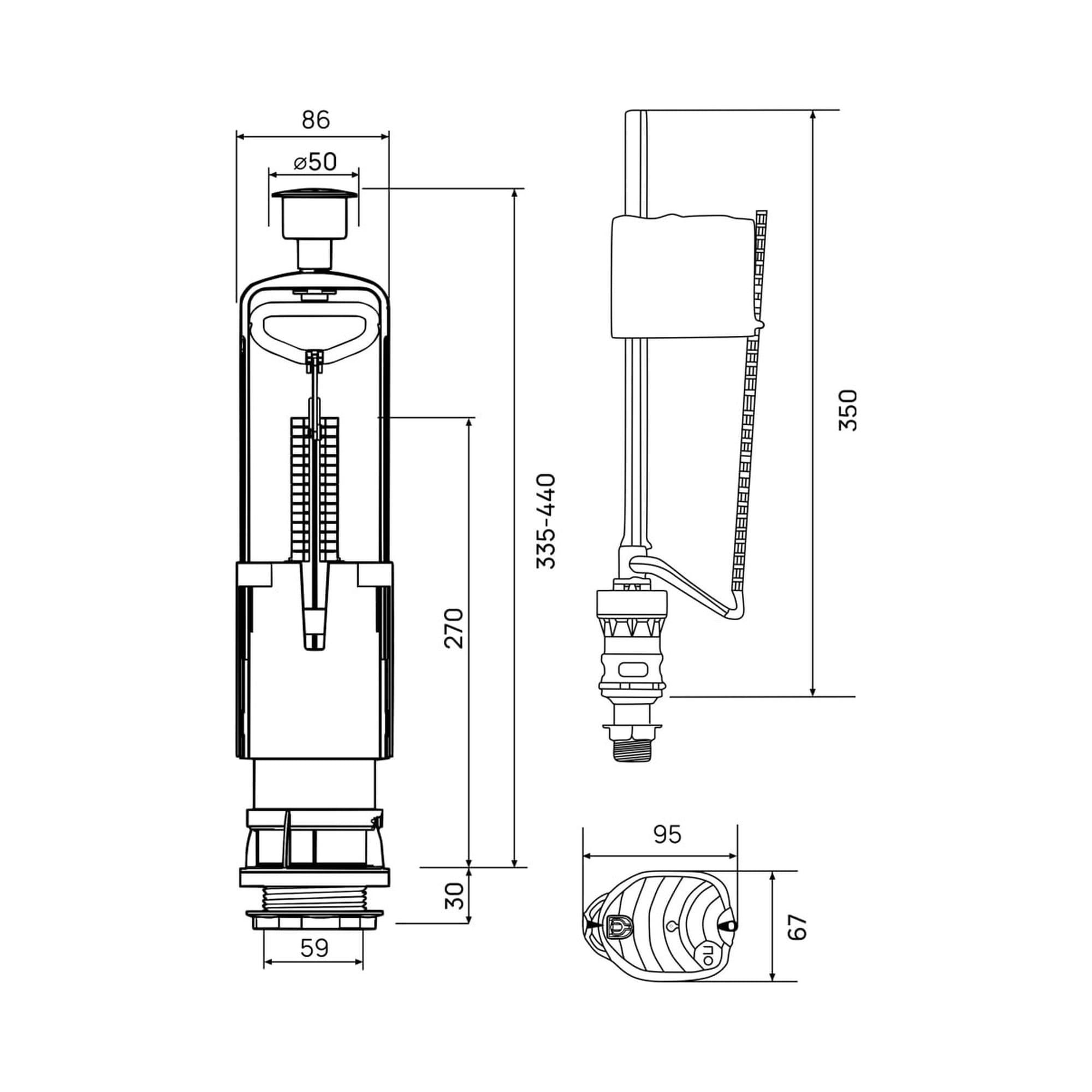 Арматура сливная "РМС" АС-Н нижний подвод воды