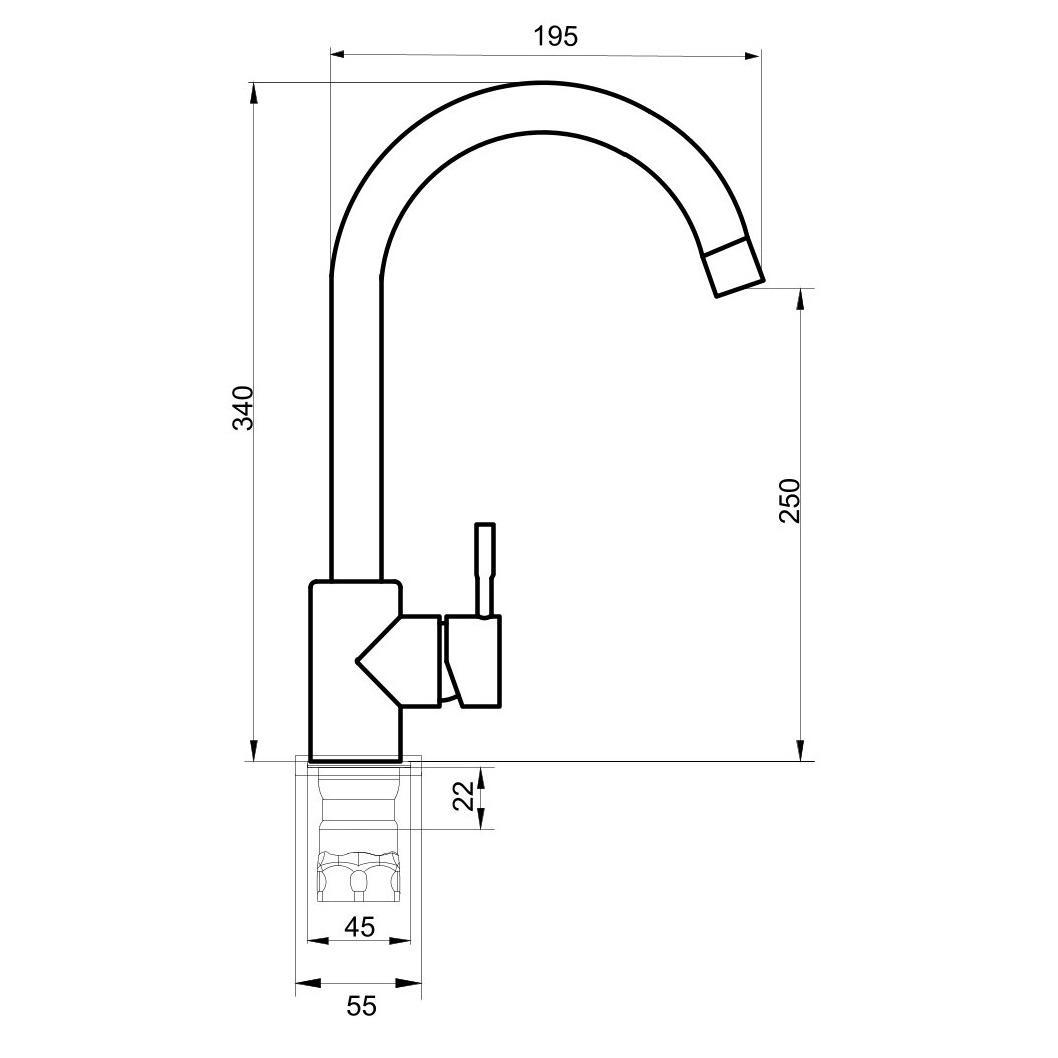 SUS124G-017F Смеситель для кухни,  ø35